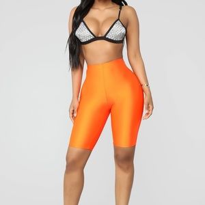Fashion Nova Neon Orange Biker Shorts